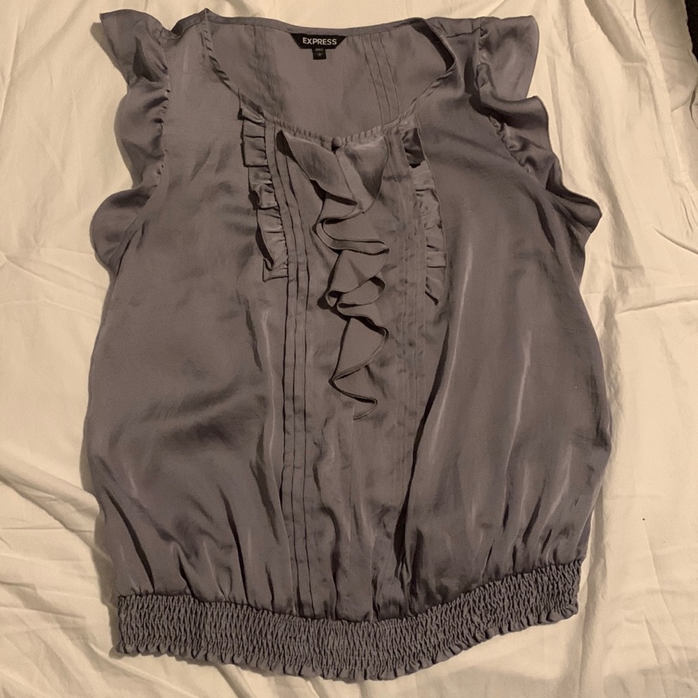Grey Express silk sleeveless blouse size Large